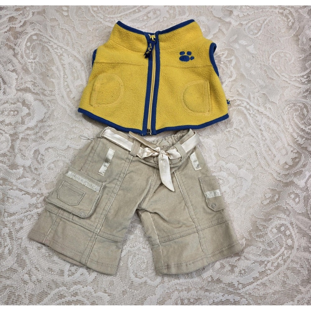 Build A Bear Workshop Outfit Yellow Fleece Vest Cargo Shorts 16 In Bear Clothes